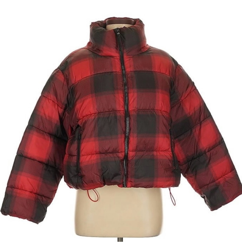 Old Navy Plaid Puffer Coat Jacket